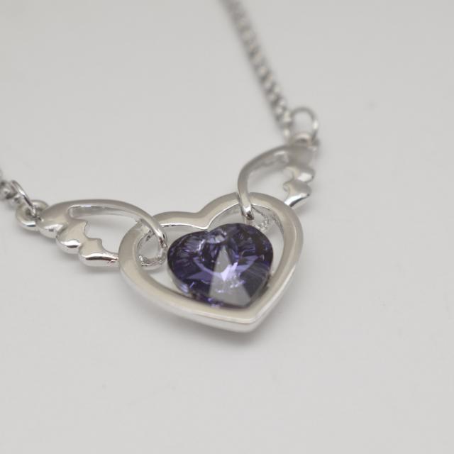 purple Austrian crystal heart Wing necklace.jpg